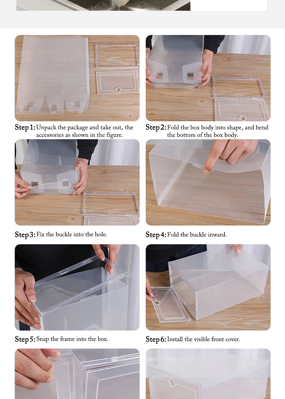 6-Pack Clear Plastic Shoe Storage Boxes