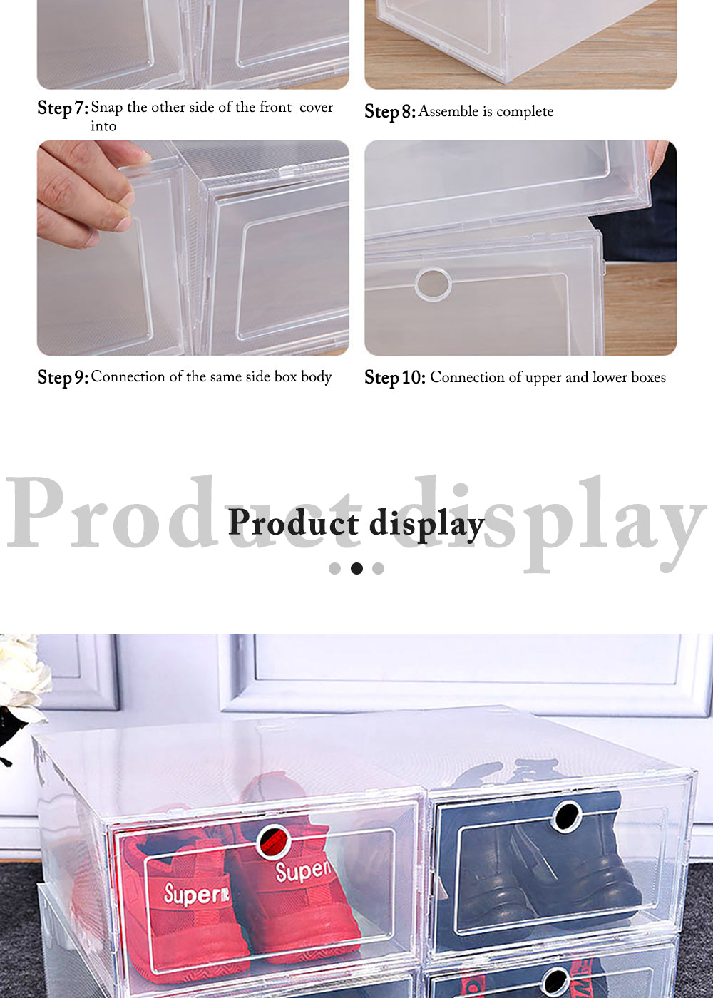 6-Pack Clear Plastic Shoe Storage Boxes
