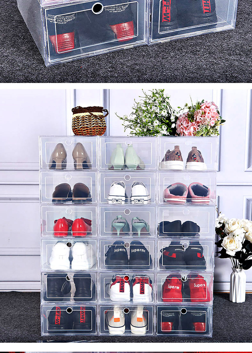 6-Pack Clear Plastic Shoe Storage Boxes