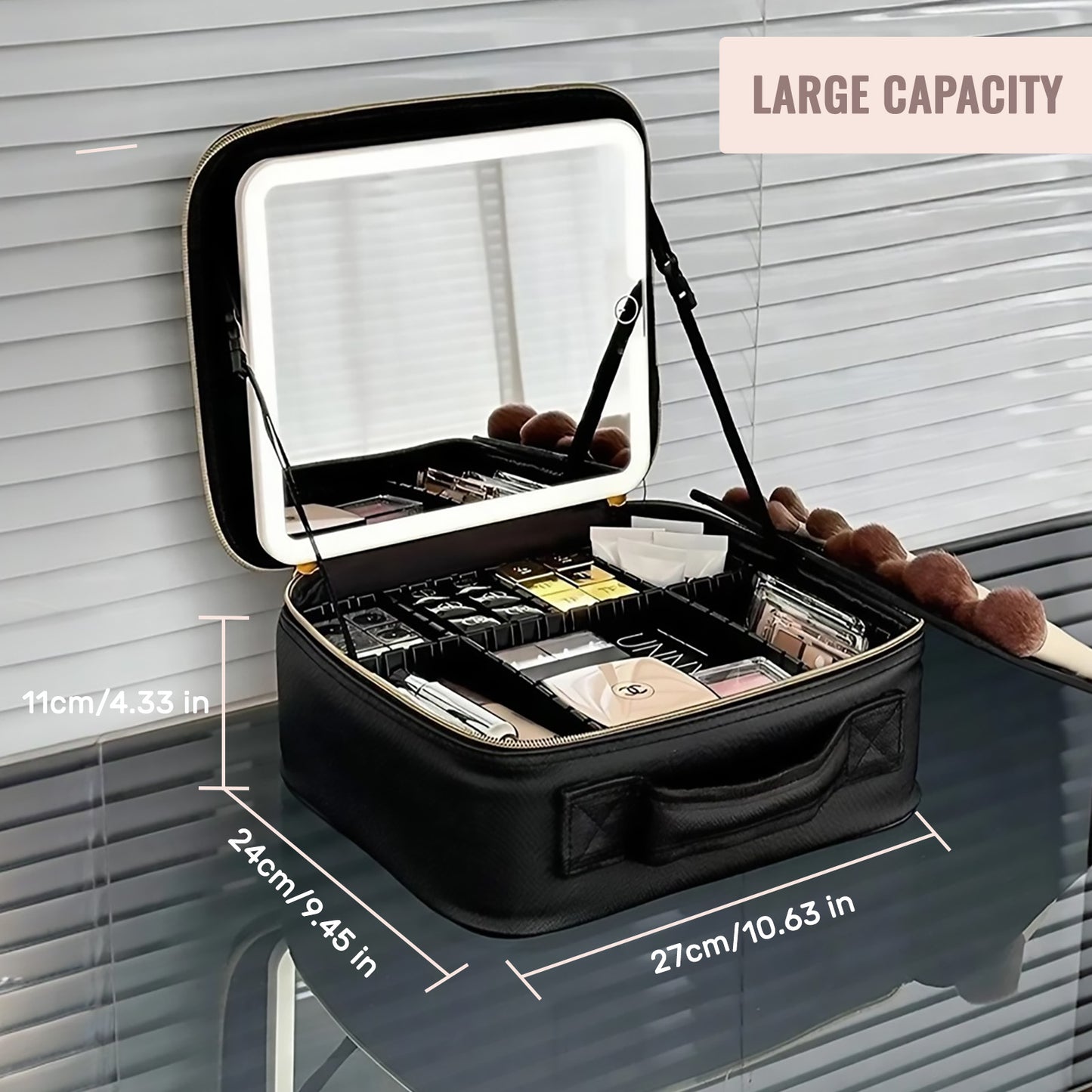 Makeup Travel Case with LED Mirror