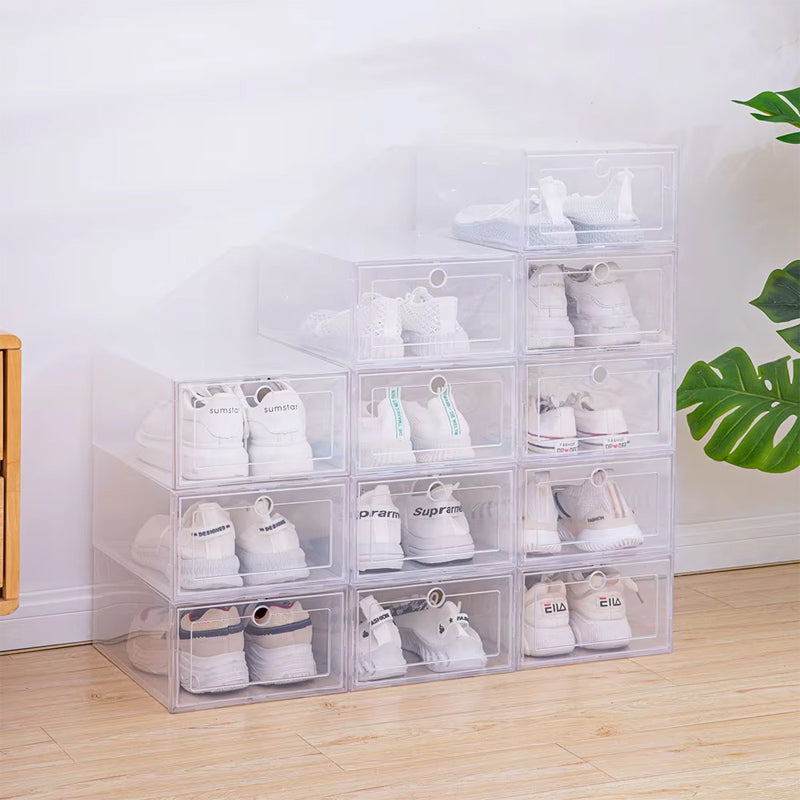 6-Pack Clear Plastic Shoe Storage Boxes