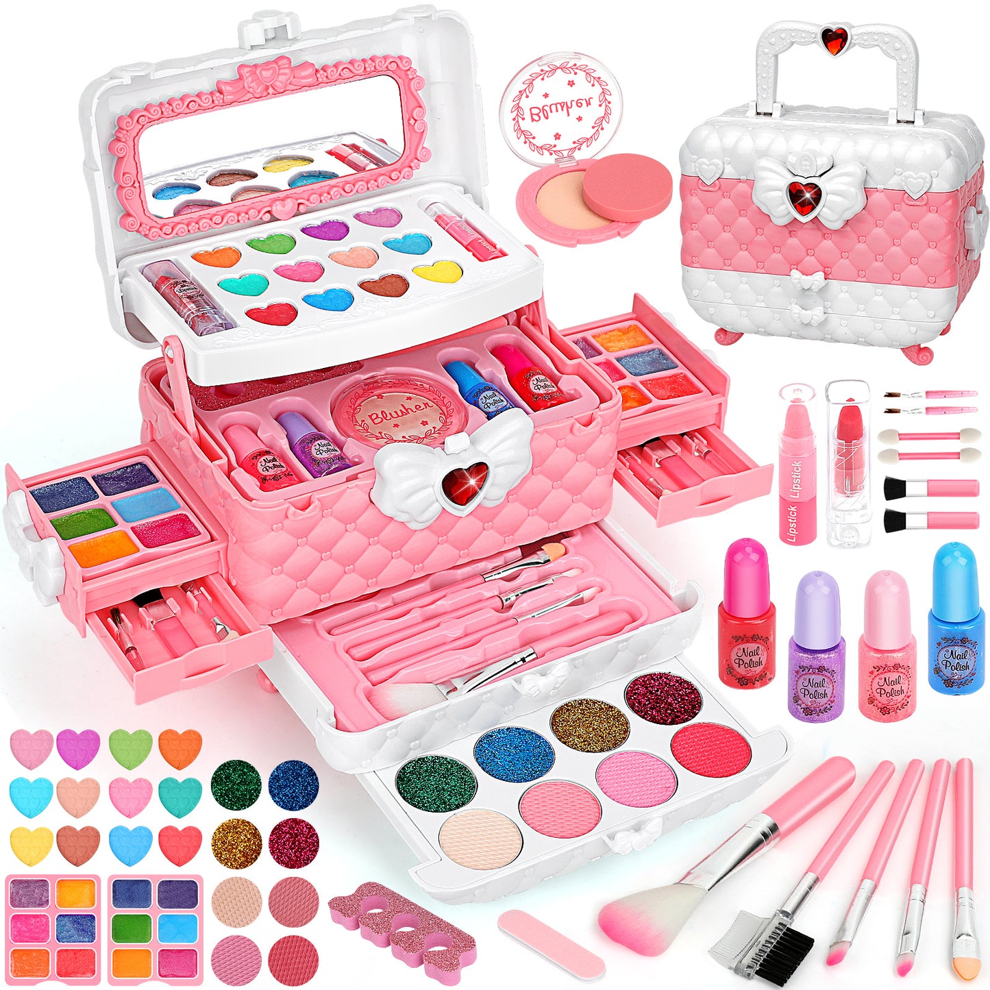 54pcs Kids Makeup Set – Washable, Non-Toxic Princess Play Makeup Kit for Girls Ages 3–12