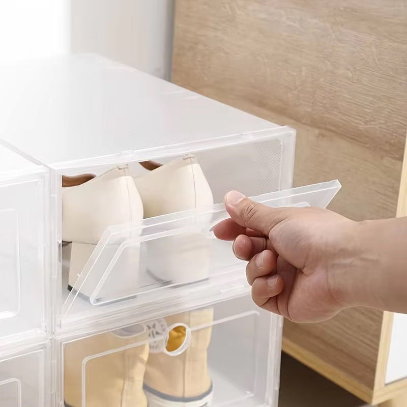 6-Pack Clear Plastic Shoe Storage Boxes