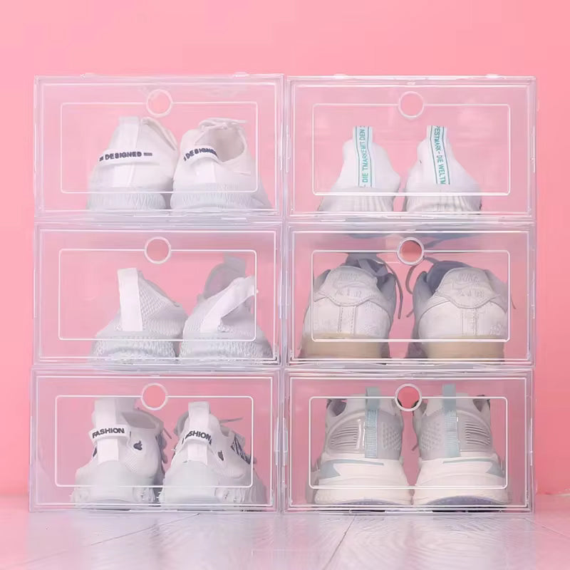 6-Pack Clear Plastic Shoe Storage Boxes
