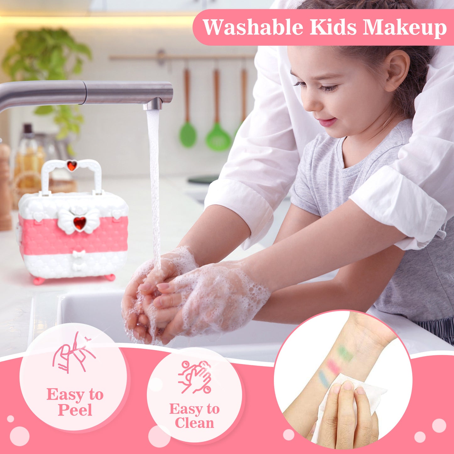 54pcs Kids Makeup Set – Washable, Non-Toxic Princess Play Makeup Kit for Girls Ages 3–12
