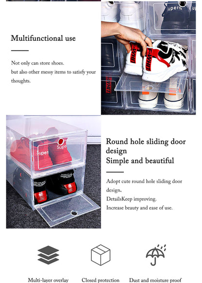 6-Pack Clear Plastic Shoe Storage Boxes
