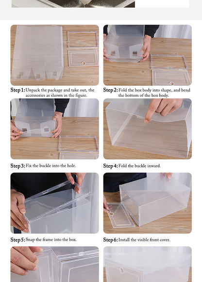 6-Pack Clear Plastic Shoe Storage Boxes