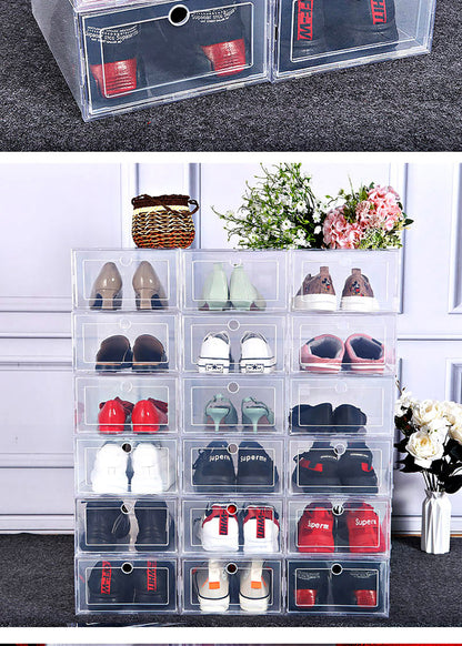 6-Pack Clear Plastic Shoe Storage Boxes