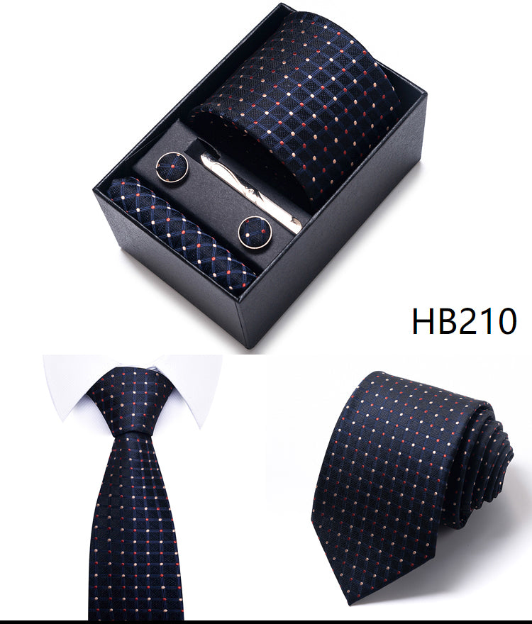 Blue Solid Necktie with Matching Handkerchief, Cufflinks & Clip