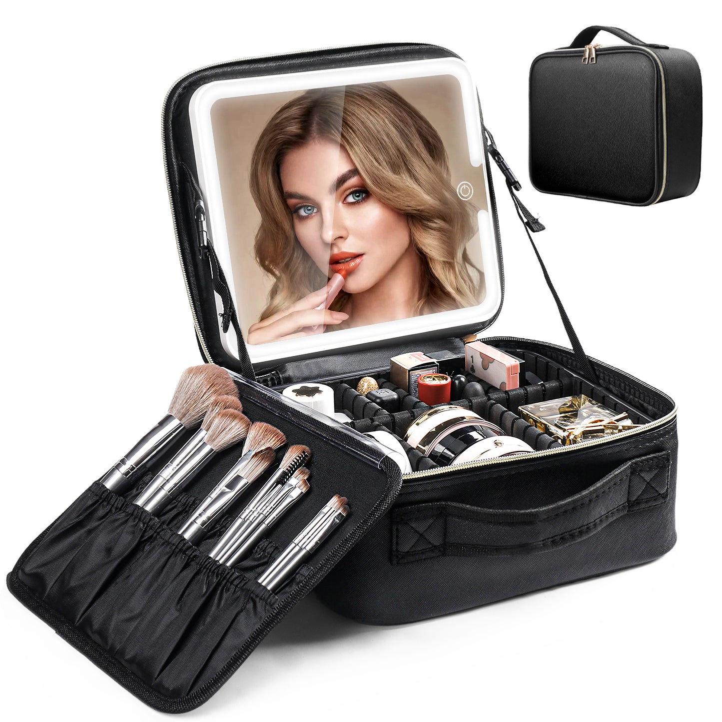 Makeup Travel Case with LED Mirror