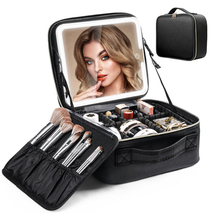 Makeup Travel Case with LED Mirror