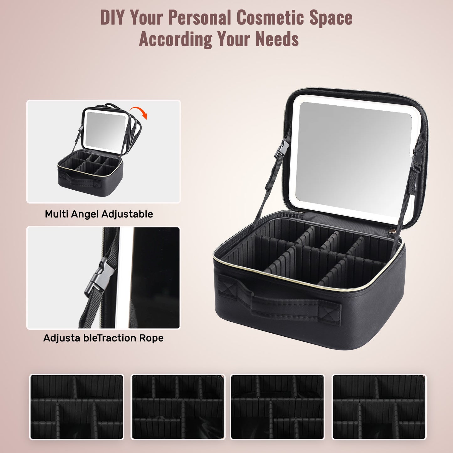 Makeup Travel Case with LED Mirror