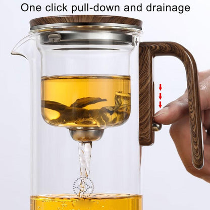 PureBrew™ – Glass Teapot with Wooden Handle & Smart Tea Separator