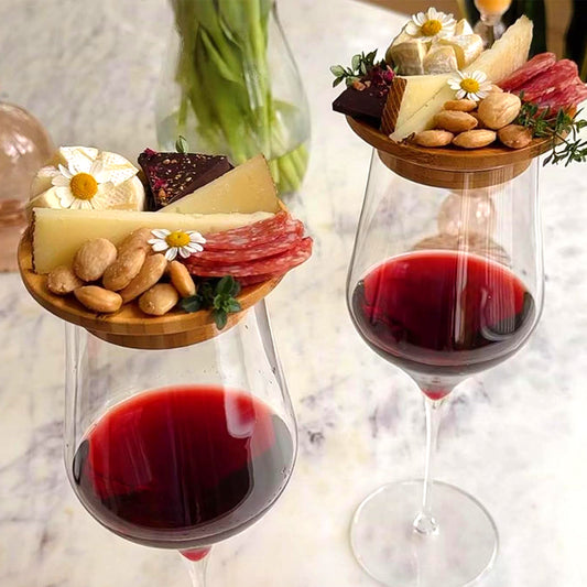 2-Pack Bamboo Wine Glass Toppers