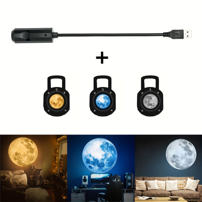 LunaGlow – 3-Color USB Moon Light Projector Set