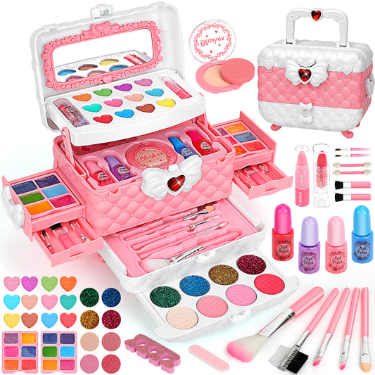 54pcs Kids Makeup Set – Washable, Non-Toxic Princess Play Makeup Kit for Girls Ages 3–12