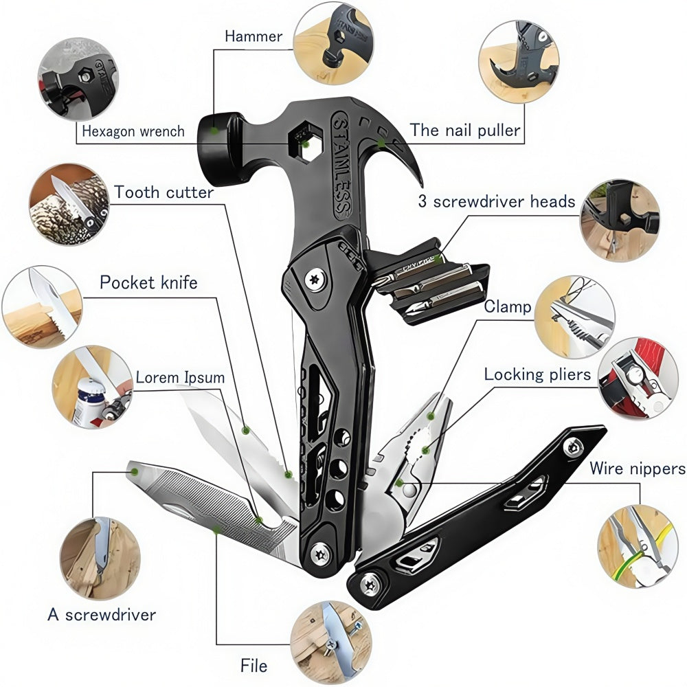 14-in-1 Stainless Steel Multitool Hammer