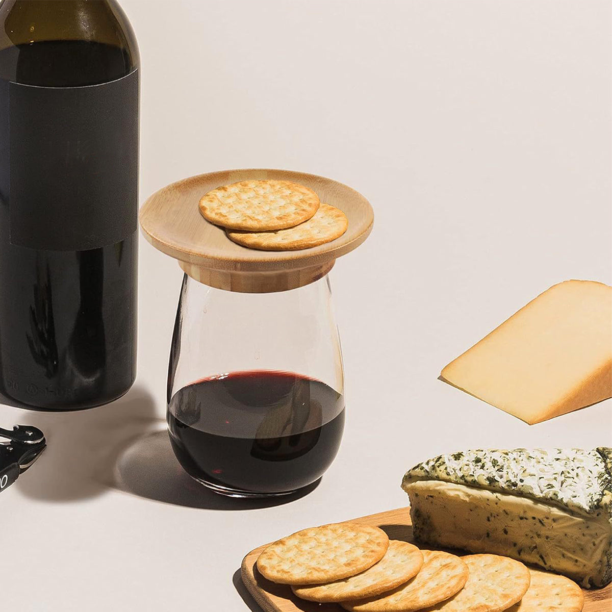 2-Pack Bamboo Wine Glass Toppers