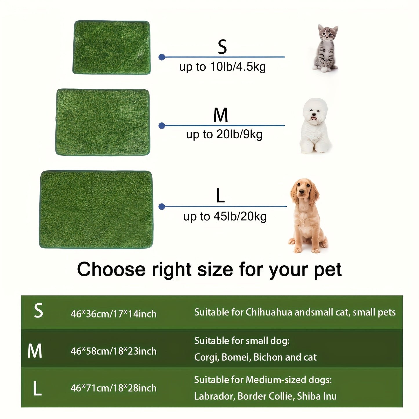 Washable Artificial Grass Dog Potty Trainer (18x28inches)