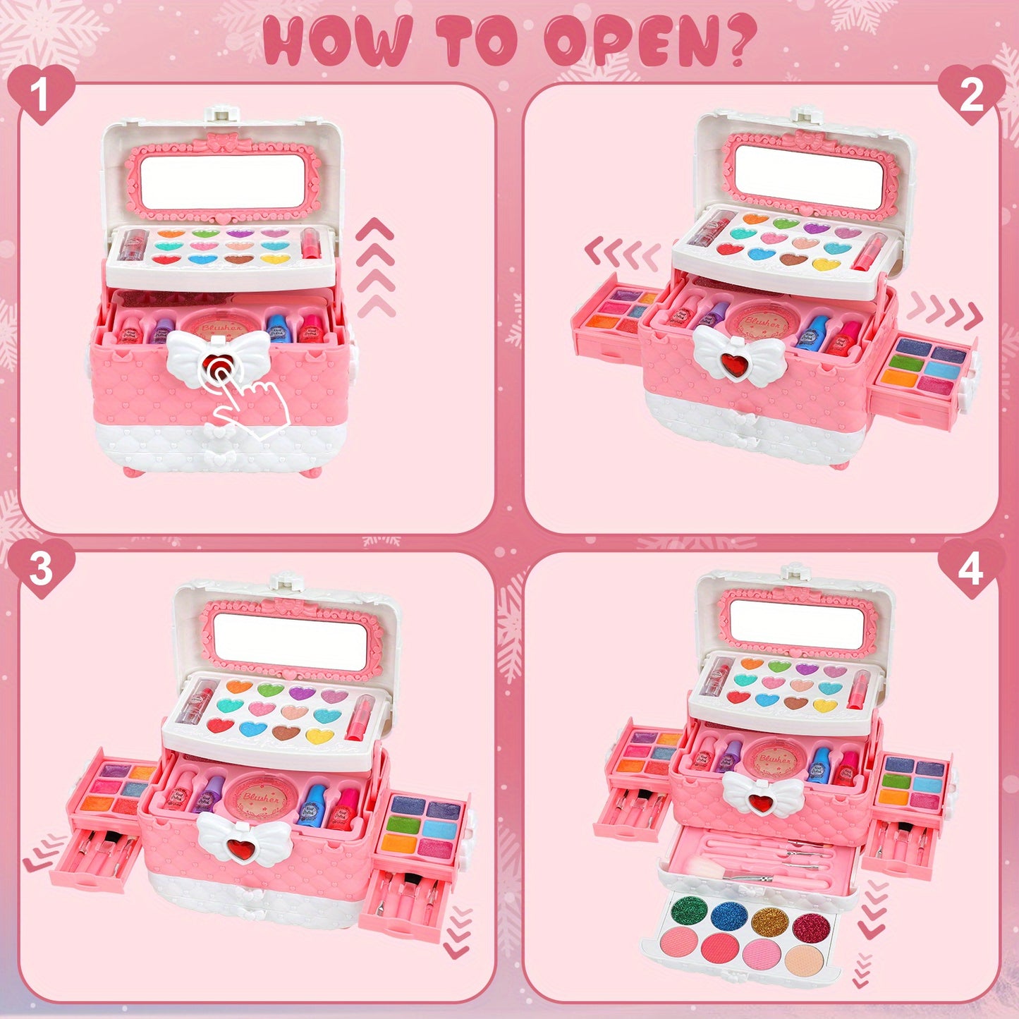 54pcs Kids Makeup Set – Washable, Non-Toxic Princess Play Makeup Kit for Girls Ages 3–12