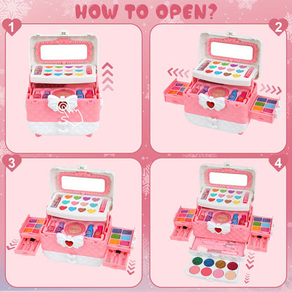 54pcs Kids Makeup Set – Washable, Non-Toxic Princess Play Makeup Kit for Girls Ages 3–12