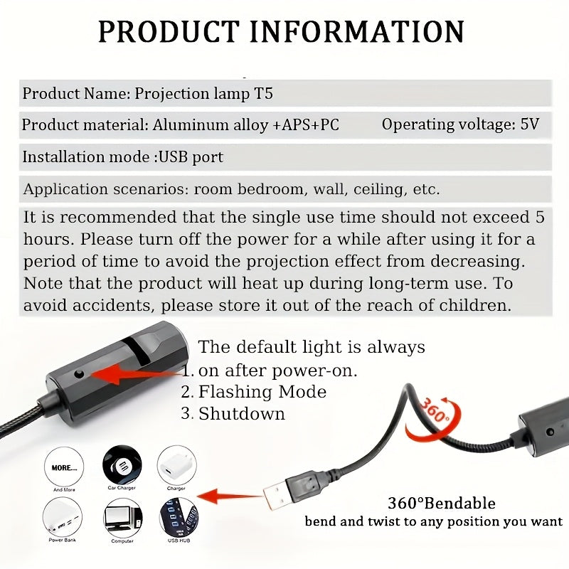 LunaGlow – 3-Color USB Moon Light Projector Set