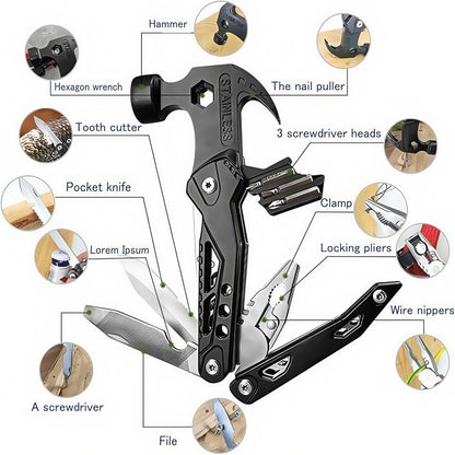 14-in-1 Stainless Steel Multitool Hammer
