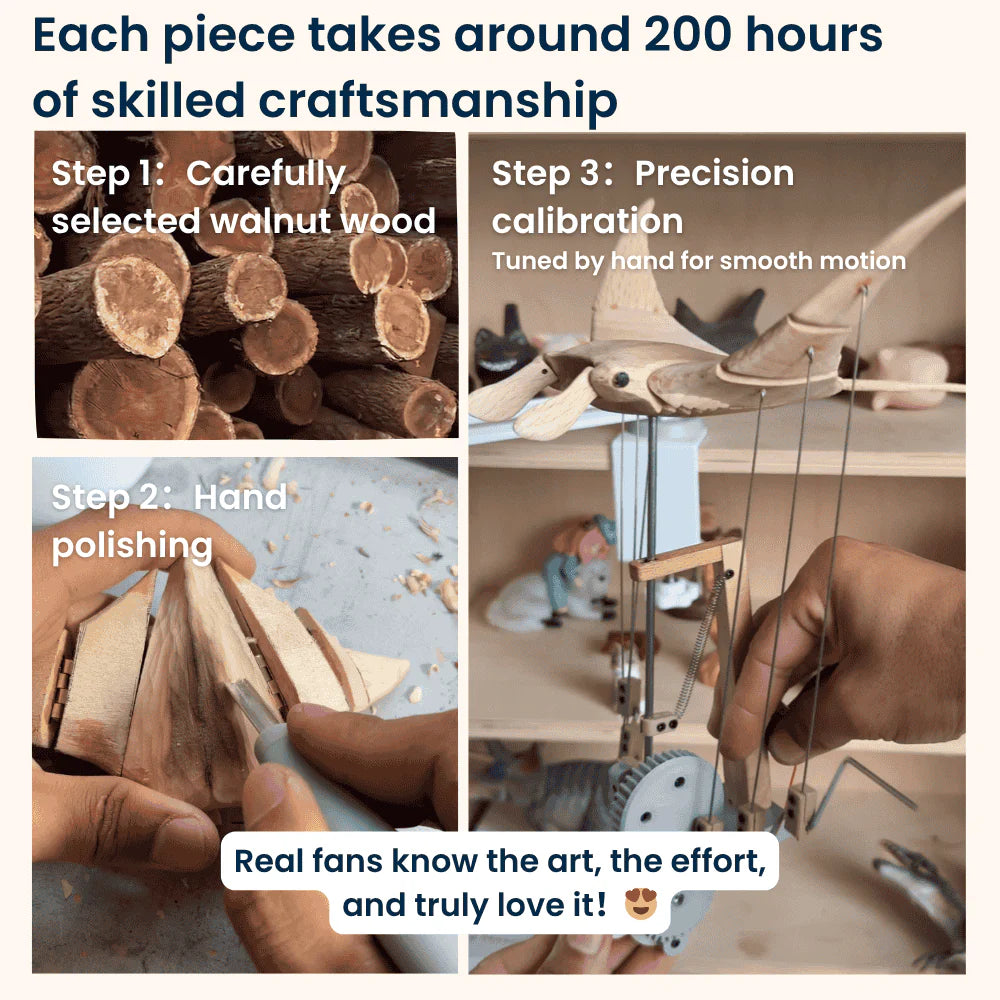 Handmade Mechanical Wooden Manta Ray