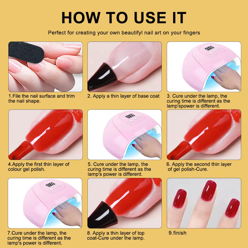 GlowNail™ – Complete Gel Nail Polish Kit with UV/LED Lamp